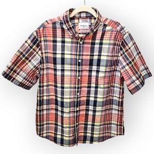 Goodfellow Men's Plaid Button-Down Shirt Short Sleeves Casual Size Large